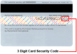 3 digit Card Security Code